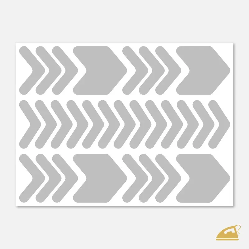 Reflexní nažehlovací šipky v pruhu - vhodné na dospělé oděvy, sportovní i pracovní.