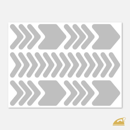 Reflexní nažehlovací šipky v pruhu - vhodné na dospělé oděvy, sportovní i pracovní.