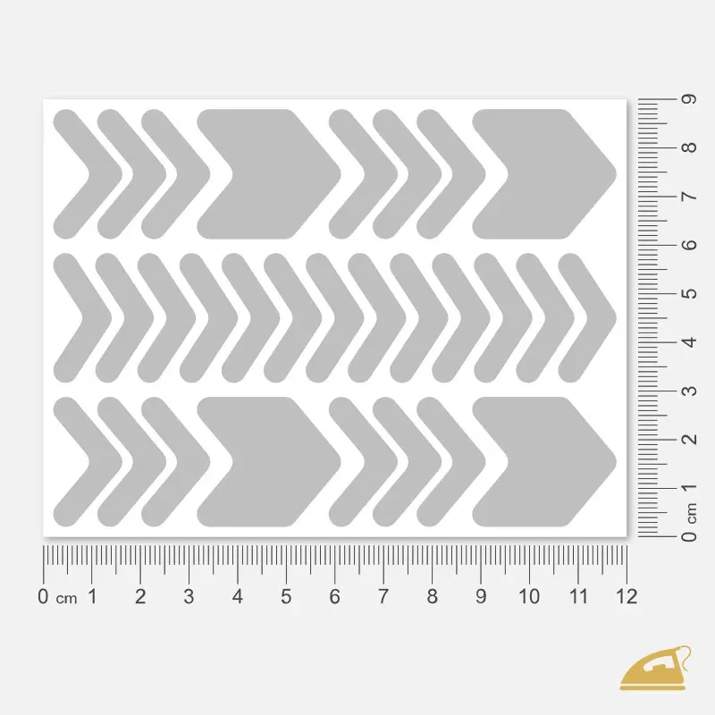 Šipky v pruhu - reflexní potisk ke snadnému domácímu nažehlení na oblečení pro dospělé.