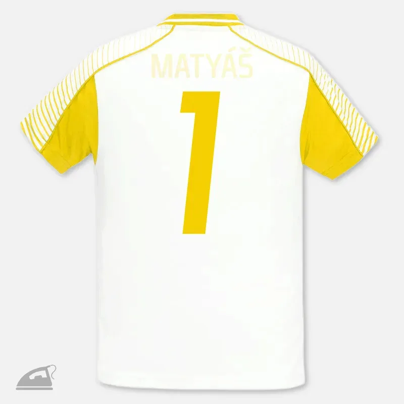 Žluté nažehlovací číslo 1 na sportovní dres pro dospělé, nažehlení žehličkou.