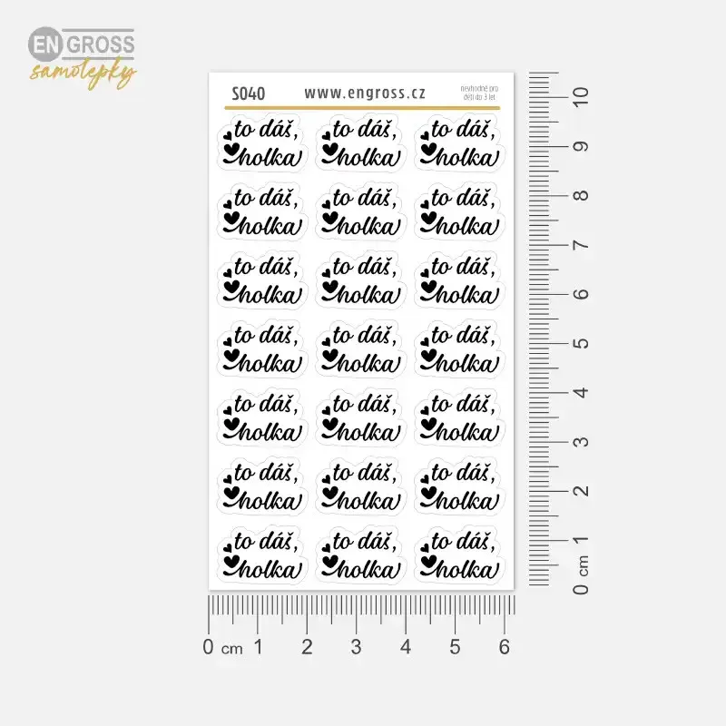 Černobílé psané motivační texty - samolepky do diáře To dáš, holka.