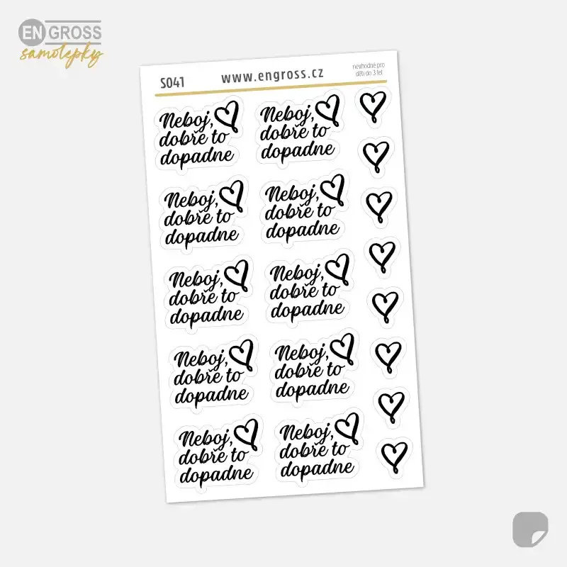 Textové motivační samolepky do diáře - Neboj, dobře to dopadne.