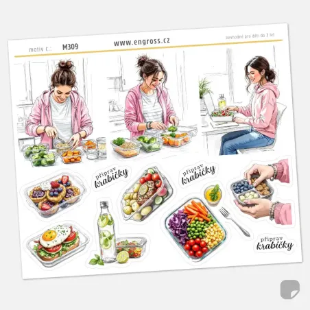 Samolepky pro pánování v diáři - příprava jídla do krabičky.
