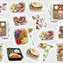 Samolepky pro diář, deník, bullet - Oběd do krabičky.