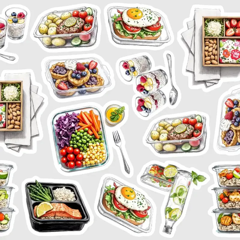 Samolepky pro diář, deník, bullet - Oběd do krabičky.