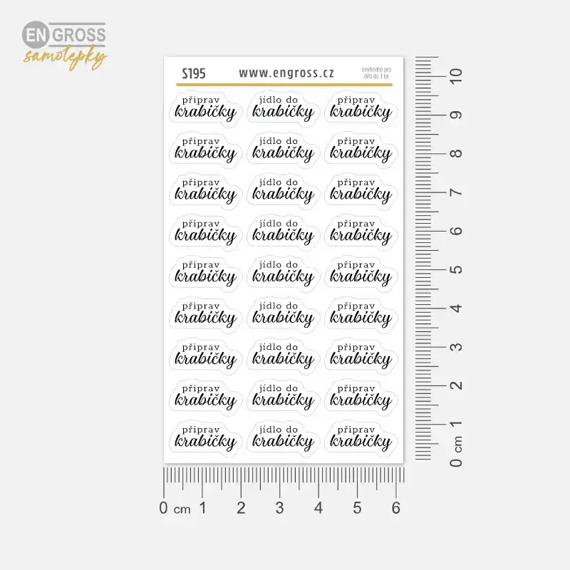 Textové samolepky pro diář, deník, bujo - plánování obědů do krabiček.