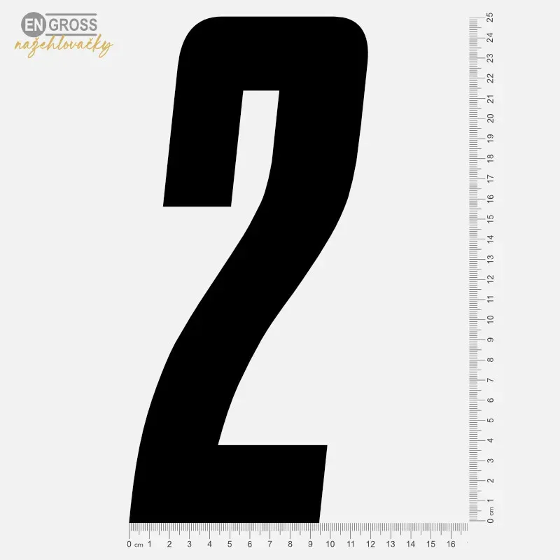 Nažehlovací číslo 2 na sportovní dres pro dospělé, nažehlení žehličkou.