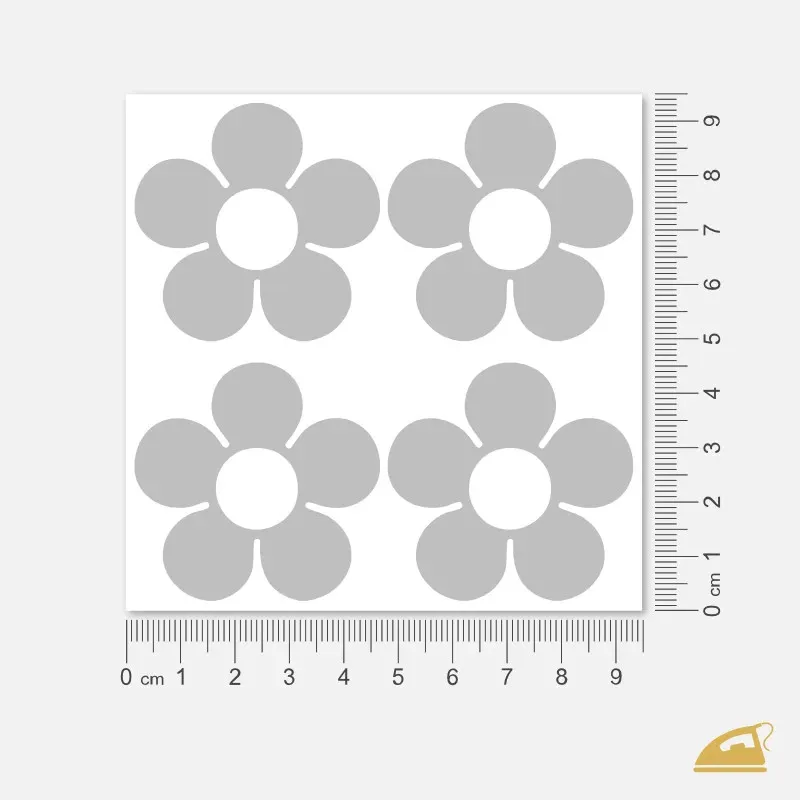 Reflexní nažehlovací kytičky 4 ks na archu.