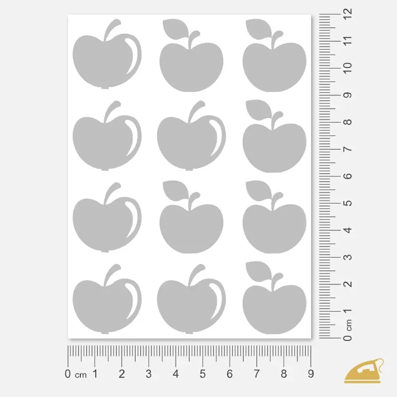 Reflexní nažehlovačky Jablíčka na dětské oblečení.