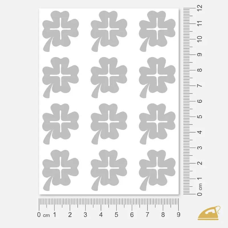 Reflexní nažehlovačky čtyřlístek, snadné nažehlení žehličkou.