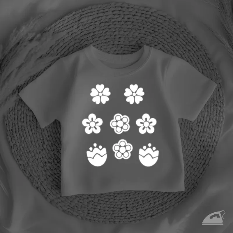 Reflexní nažehlovačky kytičky, snadné nažehlení žehličkou.