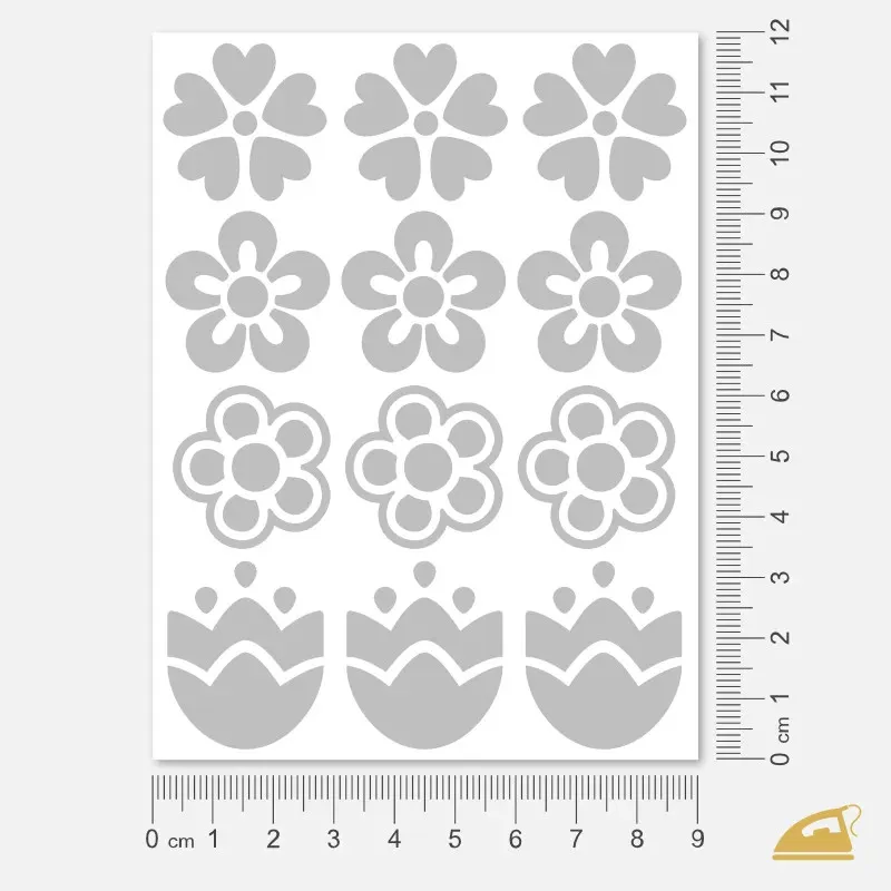 Reflexní nažehlovačky kytičky, pro zvýšení viditelnosti v silničním provozu.
