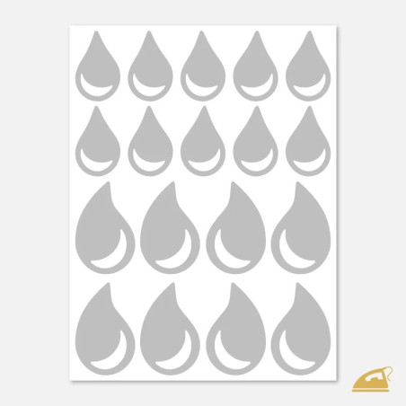 Reflexní nažehlovačky Kapky - 18 nažehlovacích obrázků na oděvy.