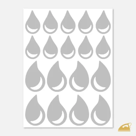 Reflexní nažehlovačky Kapky - 18 nažehlovacích obrázků na oděvy.