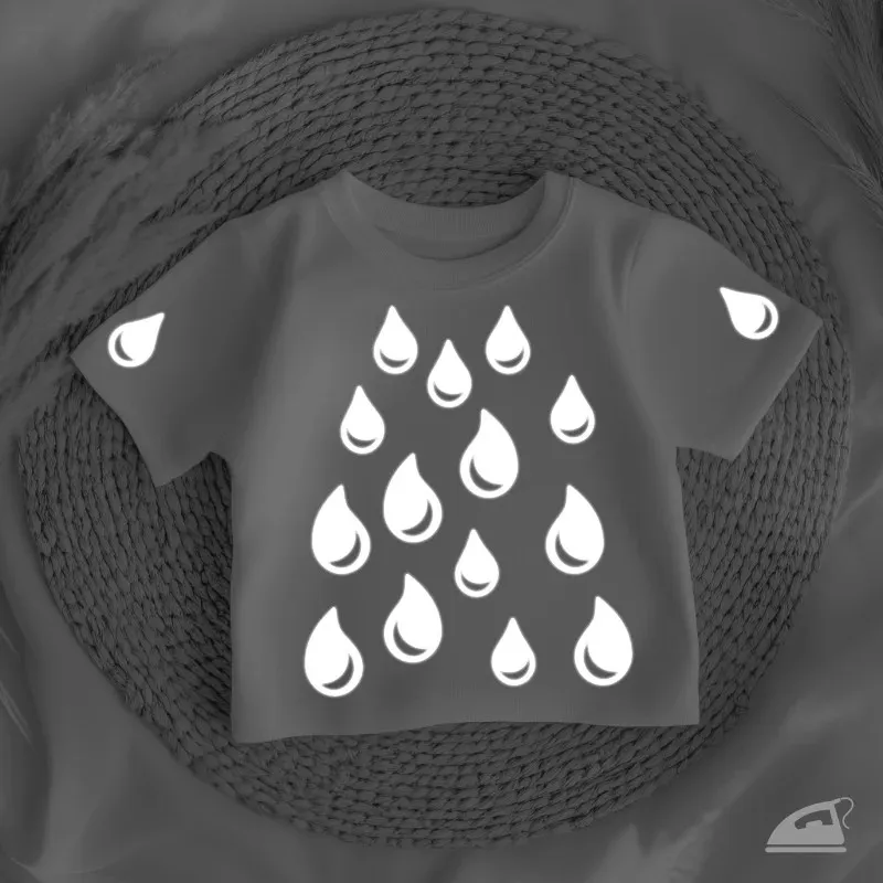 Reflexní nažehlovačky Kapky, univerzální motiv pro děti i dospělé.