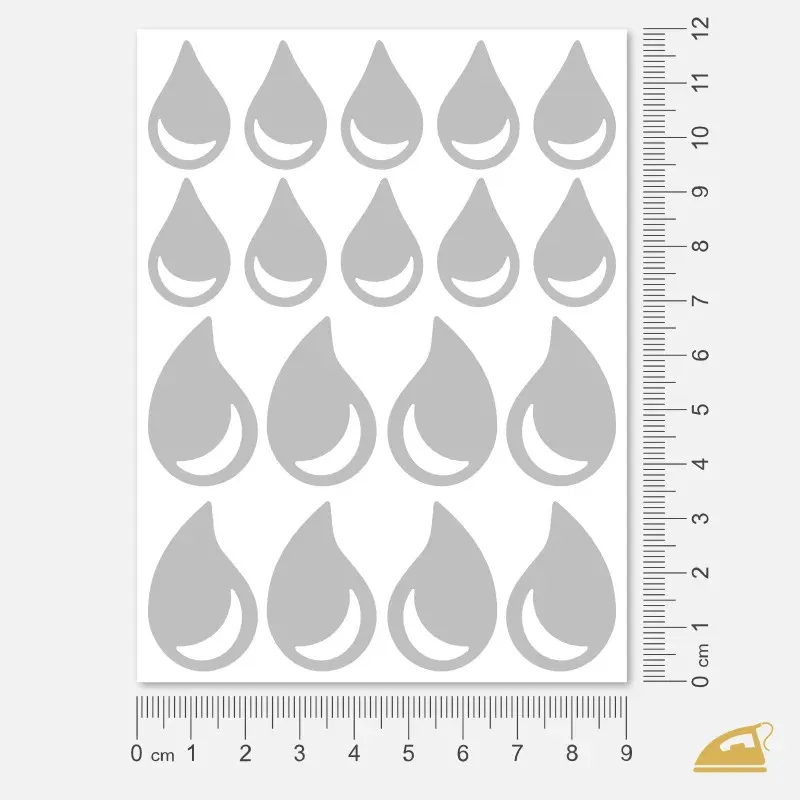 Reflexní nažehlovačky Kapky - 18 motivů pro vyšší bezpečnost.