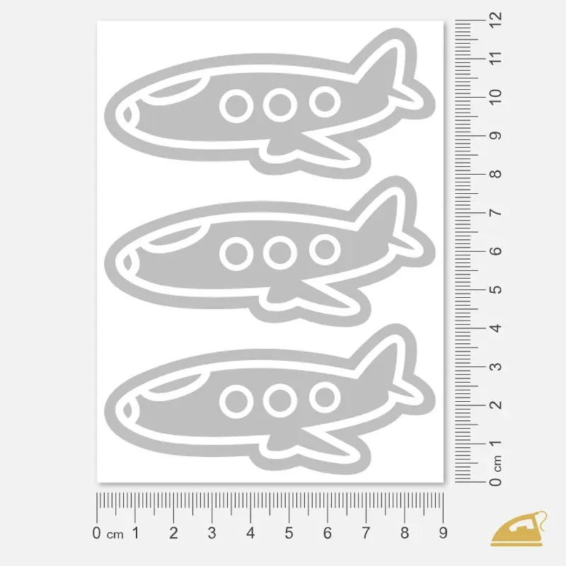 Reflexní nažehlovačky Letadlo k domácímu nažehlení na oděvy.
