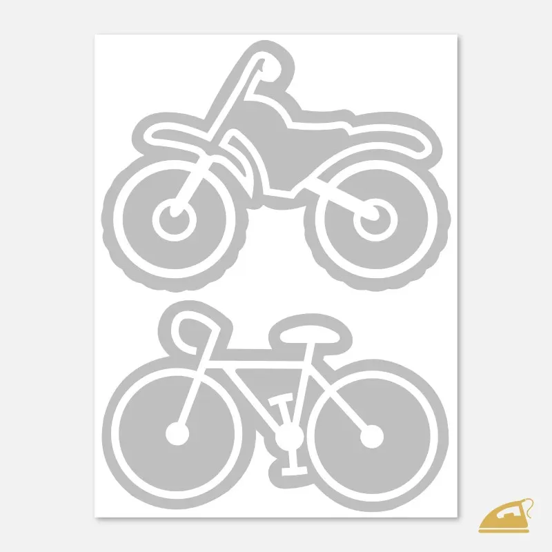 Reflexní nažehlovačky Motorka a kolo pro rodiče předškolních dětí.