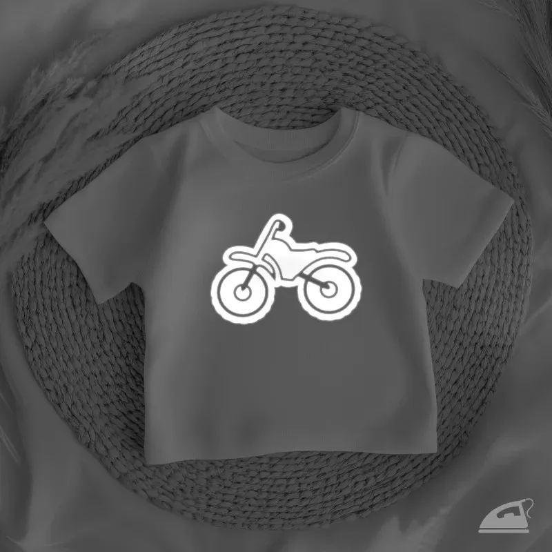 Reflexní nažehlovačky Motorka a kolo, snadné nažehlení na dětské oděvy.