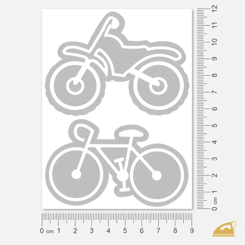 Reflexní nažehlovačky Motorka a kolo, motivy pro děti.