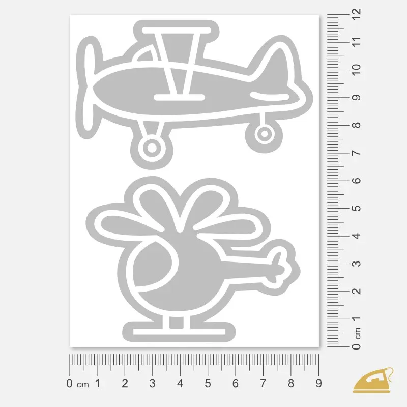 Reflexní nažehlovačky Vrtulník a letadlo, certifikované pro děti.