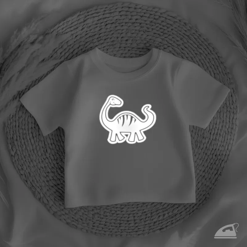 Reflexní nažehlovačky Brontosaurus na dětské oblečení.