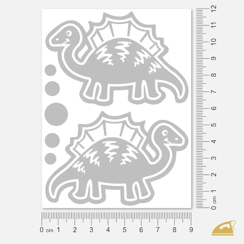 Reflexní nažehlovačky Stegosaurus na dětské oblečení.