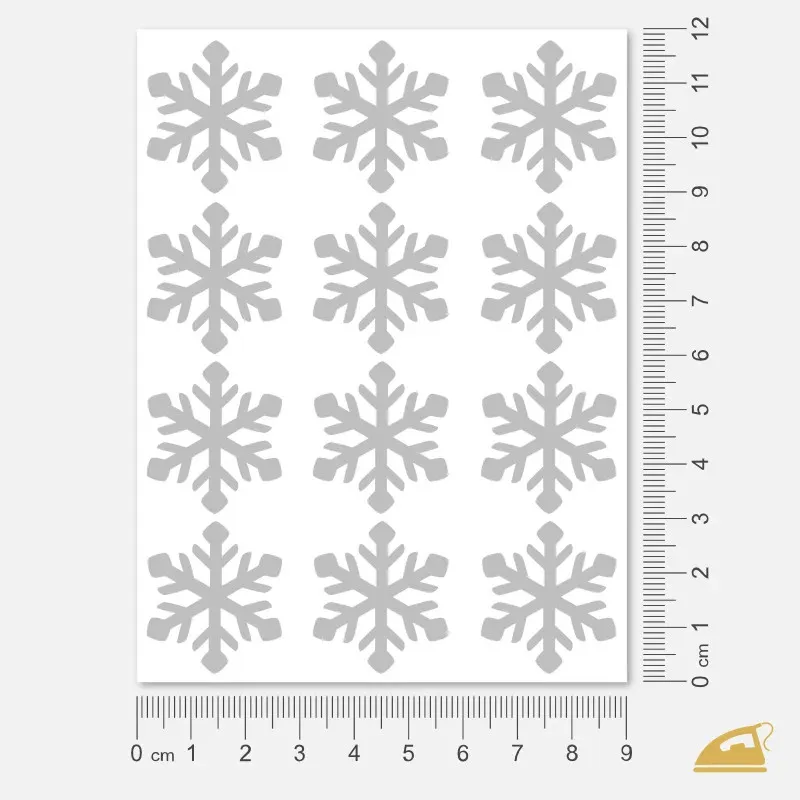 Reflexní nažehlovačky Vločka, odolný potisk na oblečení.