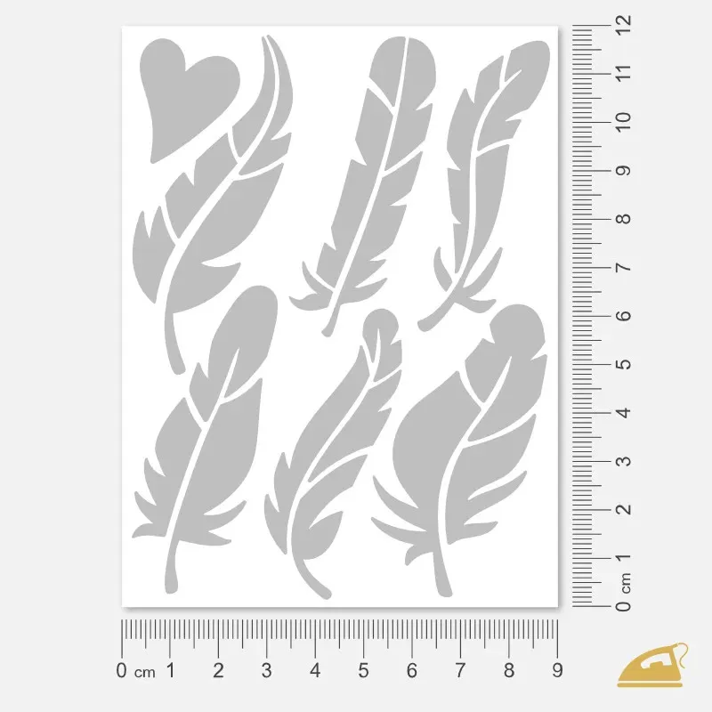 Reflexní nažehlovačky Ptačí pírka, snadné nažehlení žehličkou.