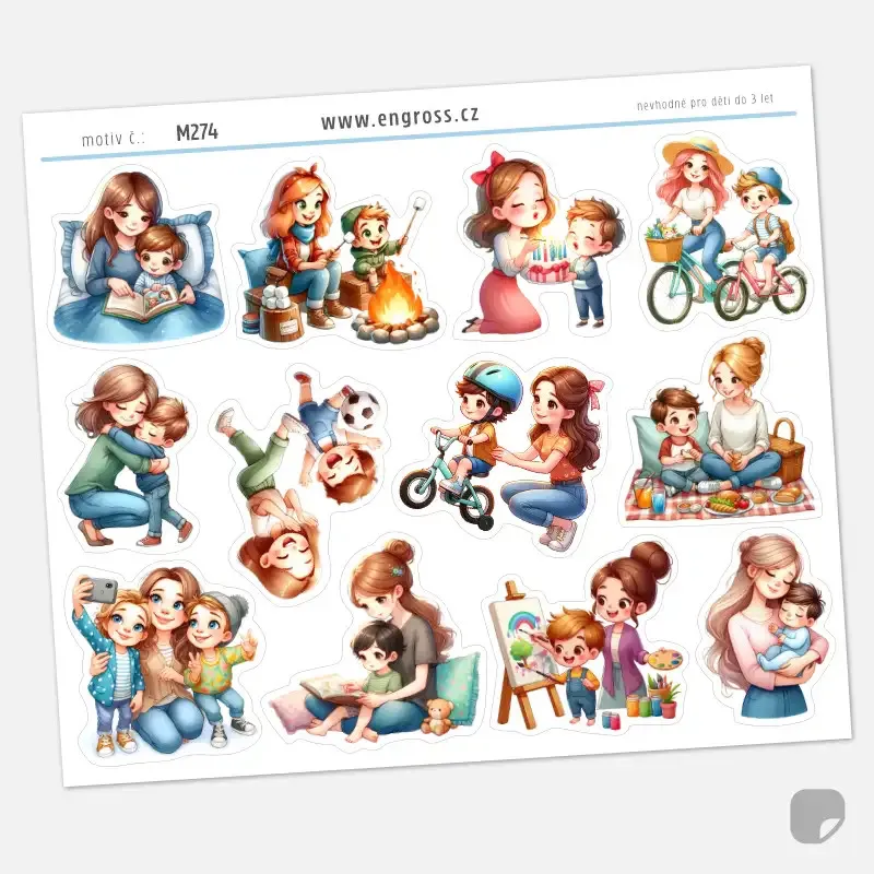 Samolepky denní činnosti maminek s dětmi.