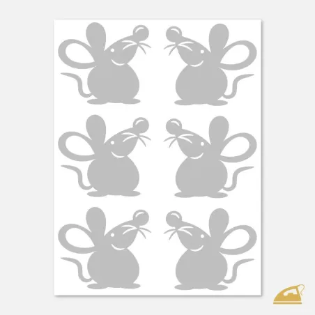 Reflexní nažehlovačky Myška – sada 6 ks pro dětské oblečení.