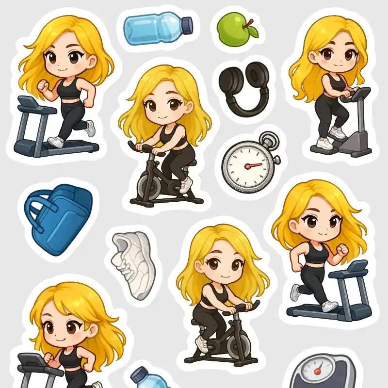 Samolepky di diáře Blondýnka: Fitness, spinning a běh.
