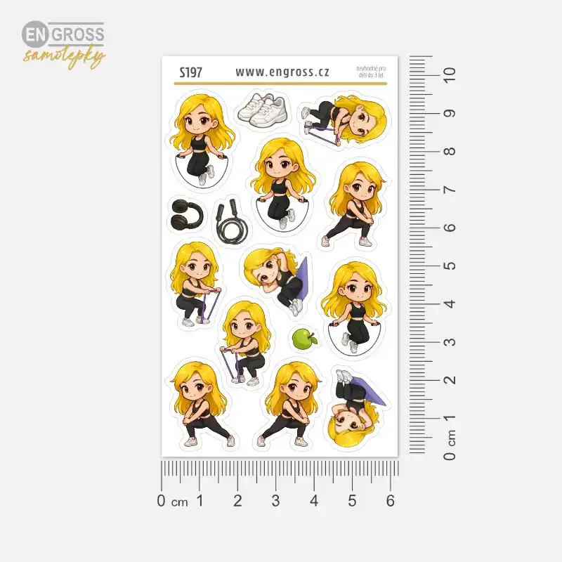 Samolepky do diáře Blondýnka: Švihadlo, strečink a posilování.