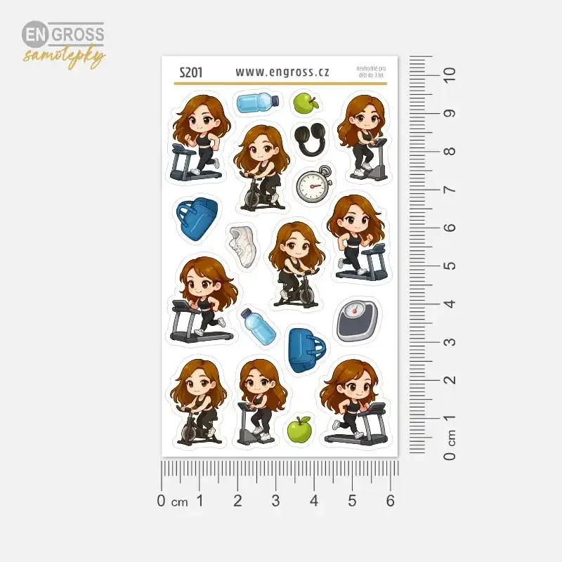 Samolepky do diáře Brunetka: Spinning, stepper a běžecký pás.