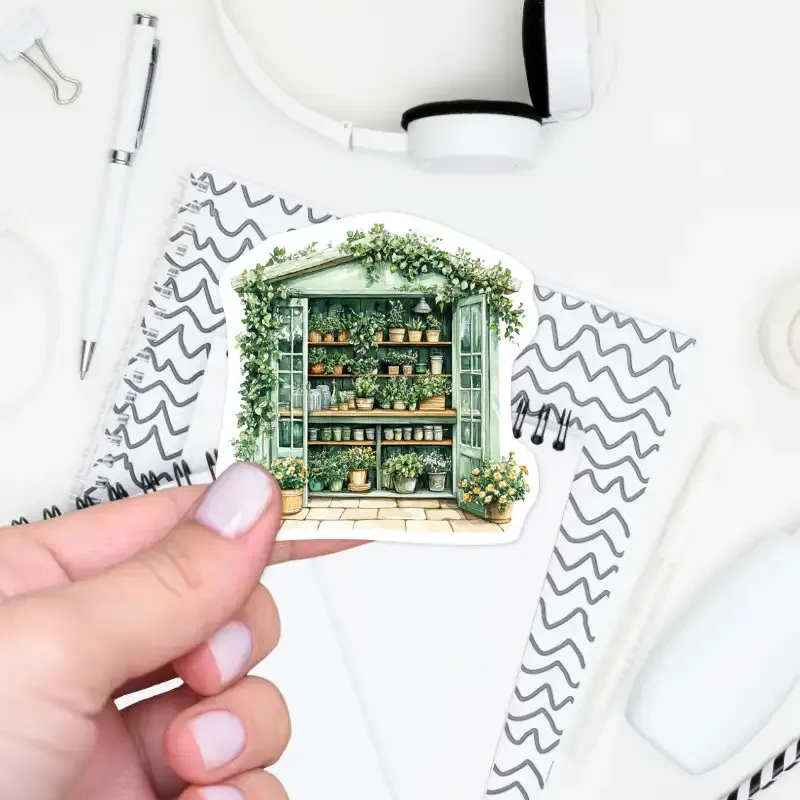 Samolepka do diáře - skleník plný rostlin.