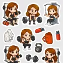 Mini samolepky do diáře Brunetka: Posilovna, činky a dřepy.