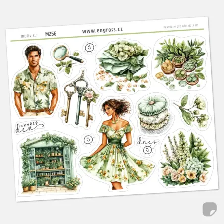 Samolepky do diáře - botanická zahrada, květiny.