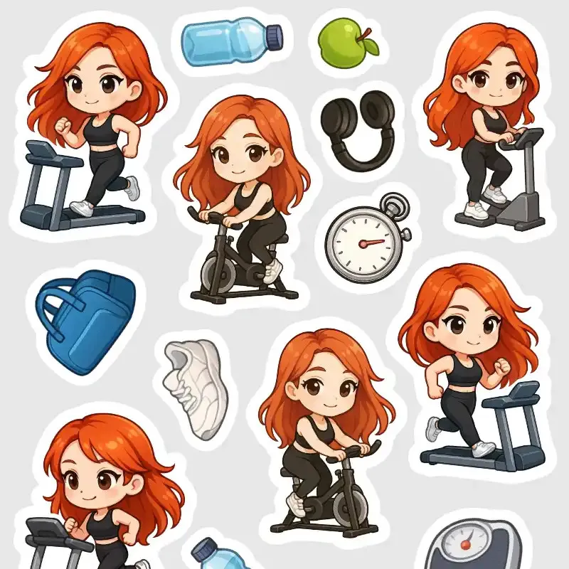 MIni samolepky do diáře Zrzka: Spinning, stepper a běžecký pás