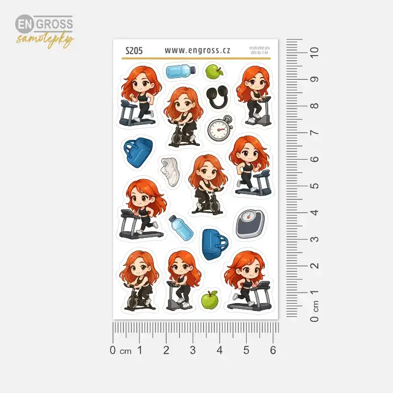 Malé samolepky do diáře Zrzka: Spinning, stepper a běžecký pás