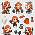 Mini samolepky do diáře Zrzka: Posilovna, činky a dřepy.
