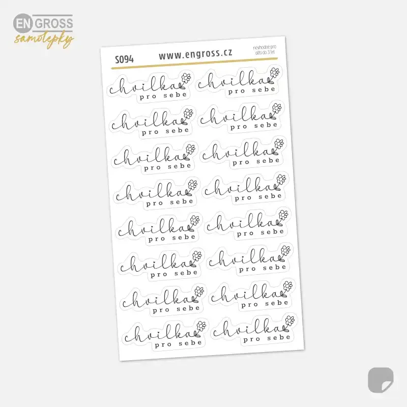 Textové samolepky do diáře: Chvilka pro sebe.