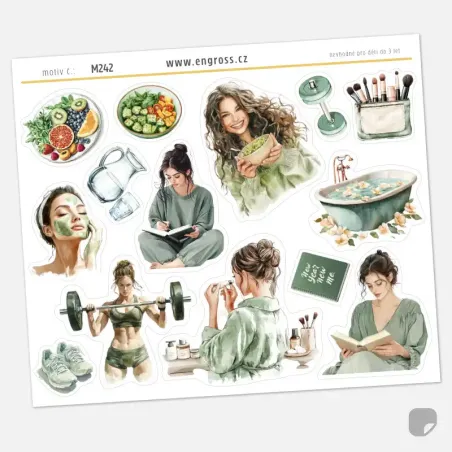 Samolepky do diáře Zdravý životní styl: Wellness a rituály.