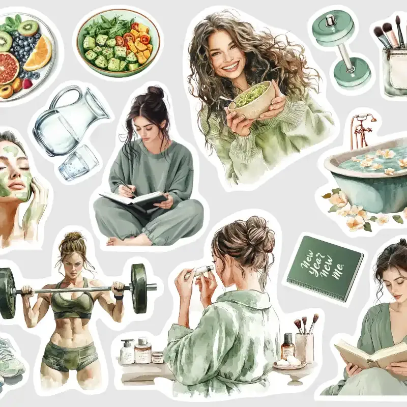 Samolepky do diáře Zdravý životní styl: Wellness a zdravá strava.