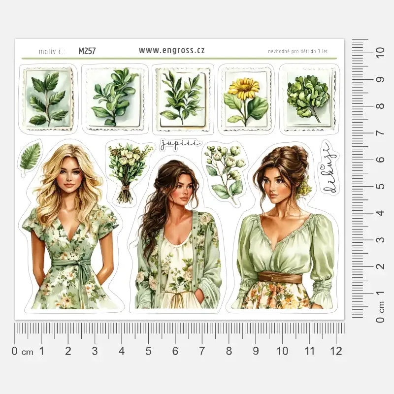 Samolepky do diáře - ženy a květiny.