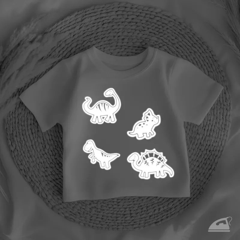 Reflexní nažehlovačky na oblečení: Dino – Pravěká parta.