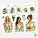 Samolepky do diáře - ženy a květiny.