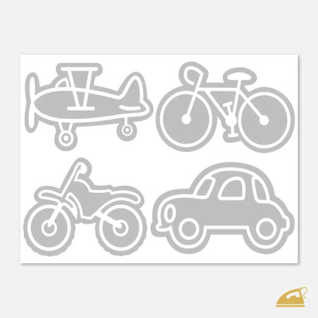 Reflexní nažehlovačky Dopravní prostředky – sada 4 ks pro kluky.