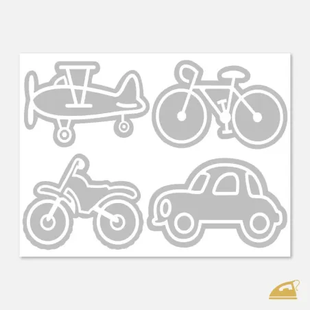 Reflexní nažehlovačky Dopravní prostředky – sada 4 ks pro kluky.