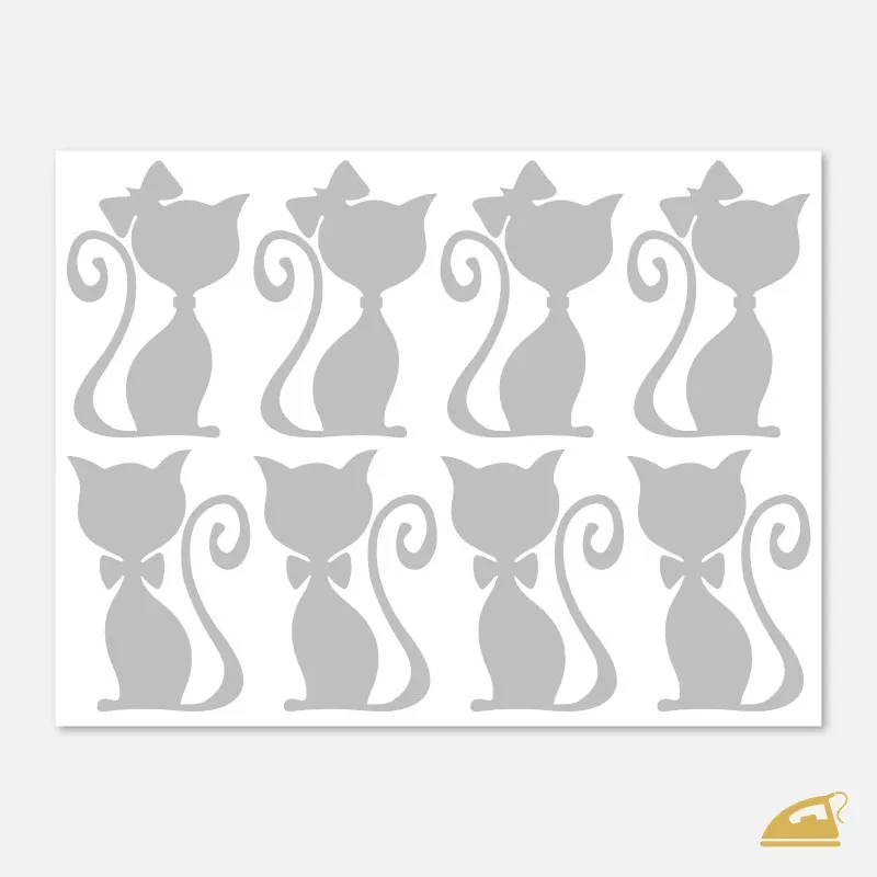 Reflexní nažehlovačky Kočičí pár – sada 8 ks.