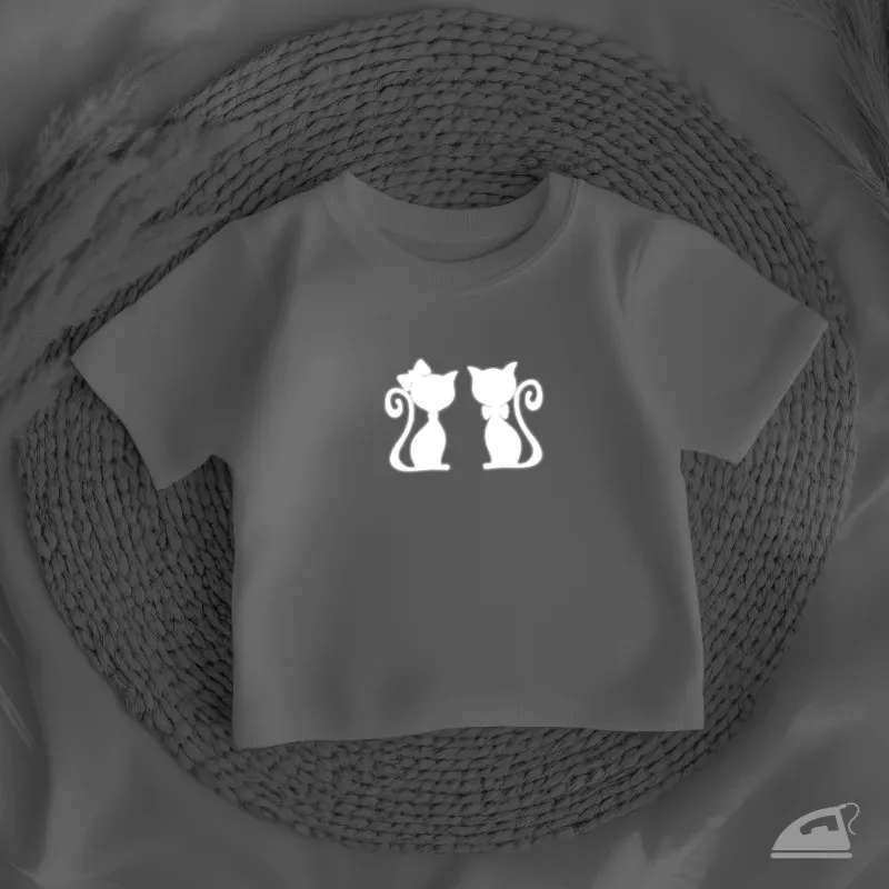 Reflexní nažehlovačky Kočičí pár – sada 8 ks, na oblečení.